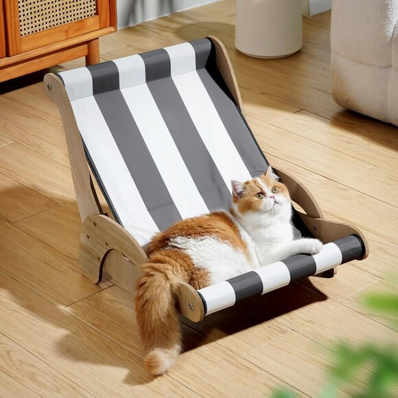 Cooling Cat Hammock Chair with Water Mat, Beach Style Lounger for Large Cats, El - Picture 1 of 8